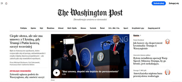 Czołowe wiadomości w dzisiejszym serwisie „Washington Post”.