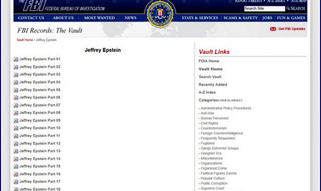 Fot. zrzut ekranu strony FBI https://vault.fbi.gov/jeffrey-epstein