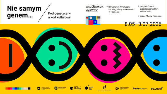 Baner zapowiadający wystawę na poznańskim Palcu Wolności.