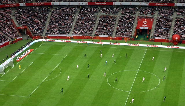 Podczas meczu piłkarskiego Polska-Nigeria na Stadionie Narodowym.