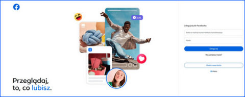 Strona startowa Facebooka - https://www.facebook.com/