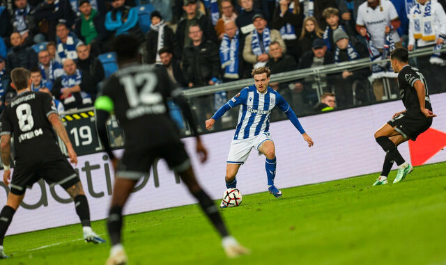 Podczas meczu Lech Poznań - Bayer Leverkusen na stadionie przy ul. Bułgarskiej.