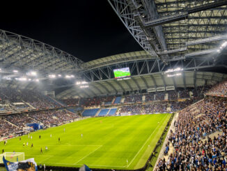 Podczas meczu Lech Poznań - Bayer Leverkusen 0:4 na stadionie przy ul. Bułgarskiej.