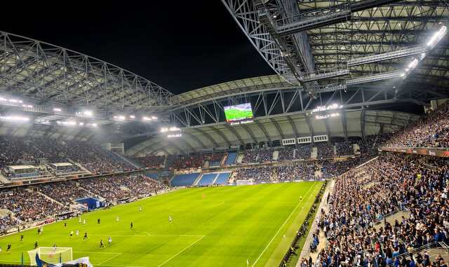 Podczas meczu Lech Poznań - Bayer Leverkusen 0:4 na stadionie przy ul. Bułgarskiej.